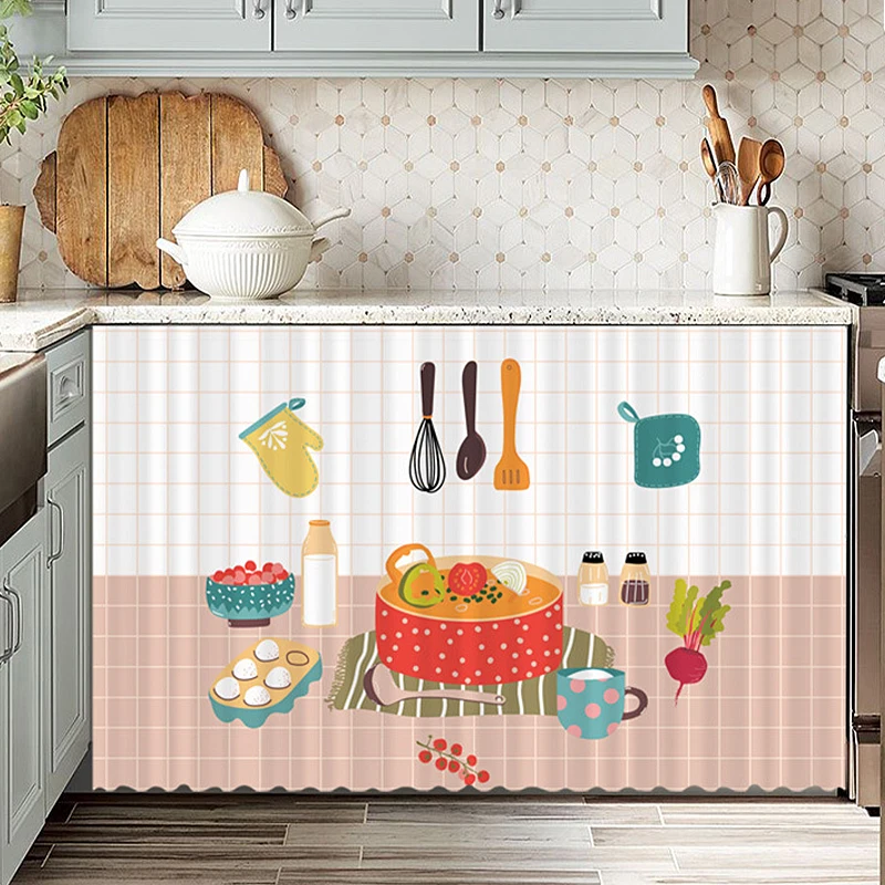 No Punching Cabinet Curtains Velcro Curtain Decorative Wardrobe Bookcase Curtain Cupboard Covering Cloth for Kitchen 4