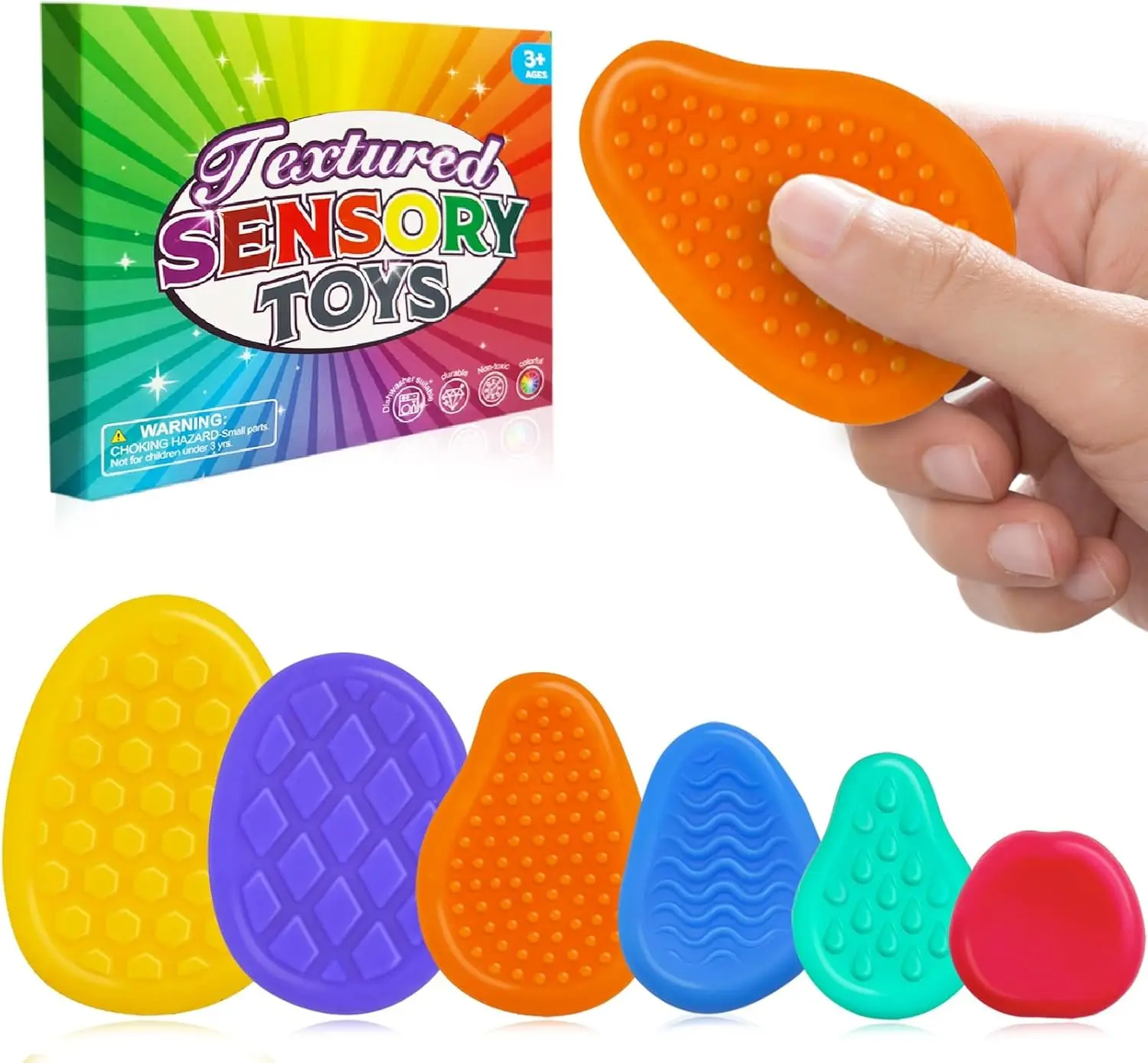 Fidget Toys Sensory Stone for Kids 6 Pack Soft Textured Fidget Stress Toys for Autism Kids Quiet Calm Down Gift fidget toy sensory fidget toy anti stress toy finger sensory toy