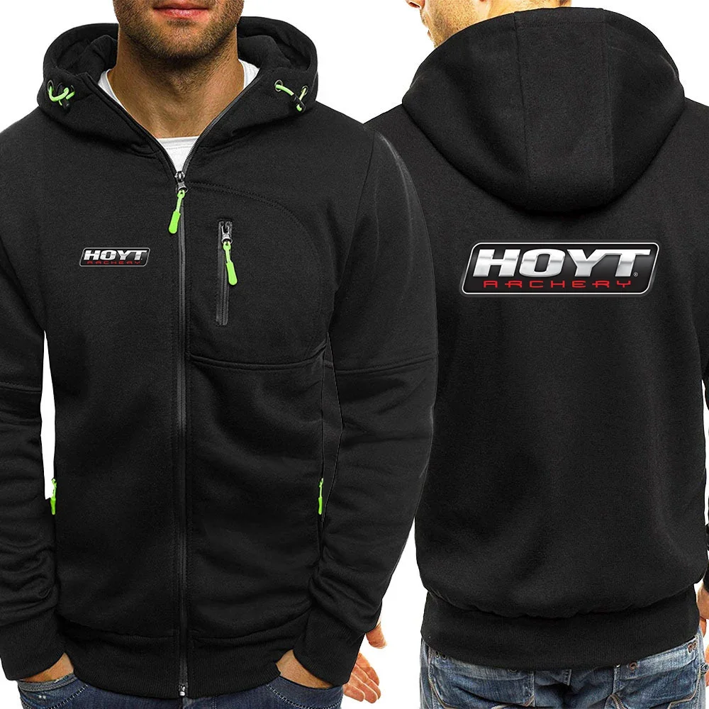 

2024 New Men Hoyt Archery Spring And Autumn Comfortable Casual Zipper Fashion Hooded Jacket Brand Solid Color Hoodie Sweatshirt