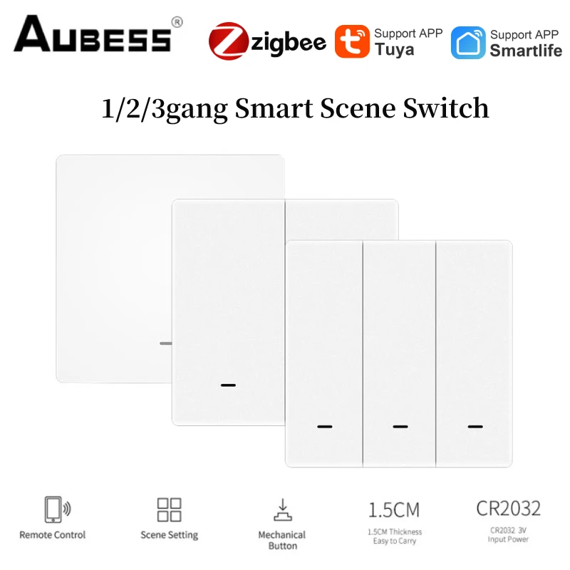 Tuya Zigbee Smart Switch 1/2/3 Gang Scene Switch Interruttore A Pulsante Wireless Alimentato A Batteria Smart Home Smart Life App Control