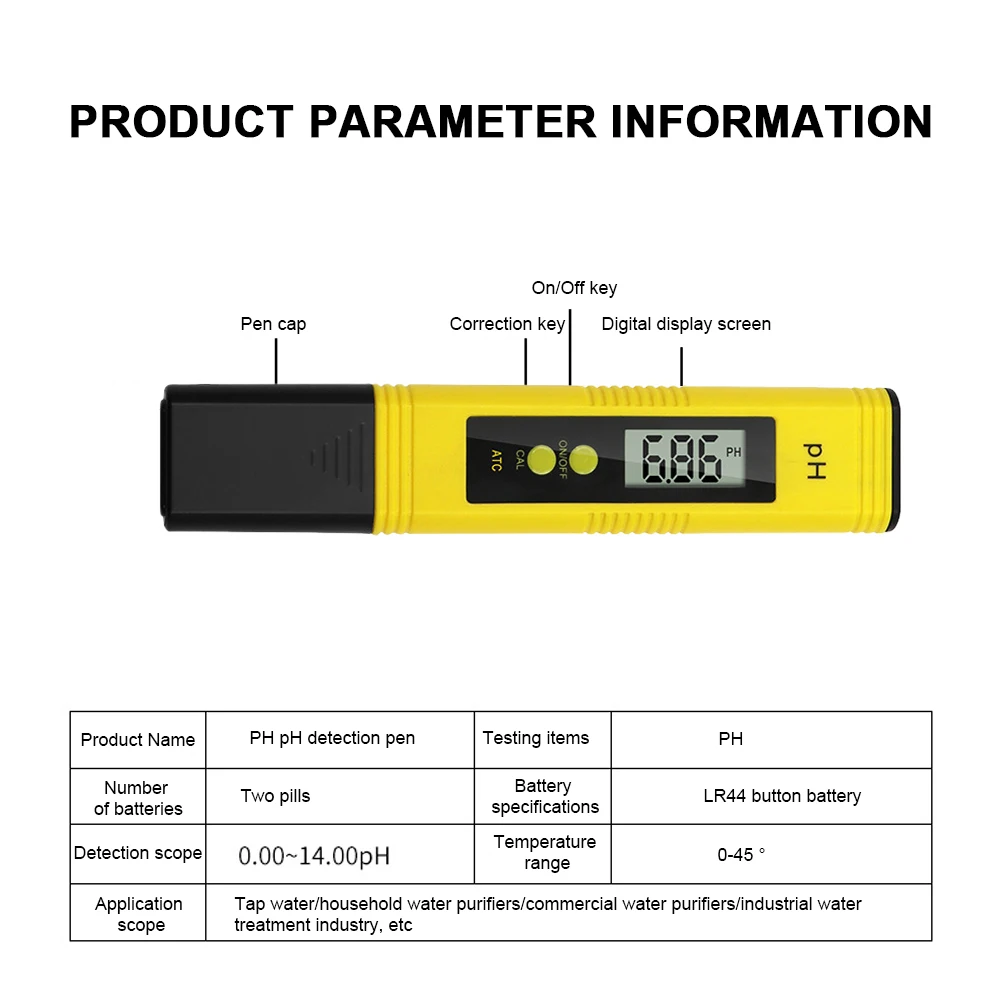 PH Meter 0.01 High Accuracy Digital PH Meter with 0-14 PH Measurement Range Water Quality Tester for Aquarium Swimming Pool