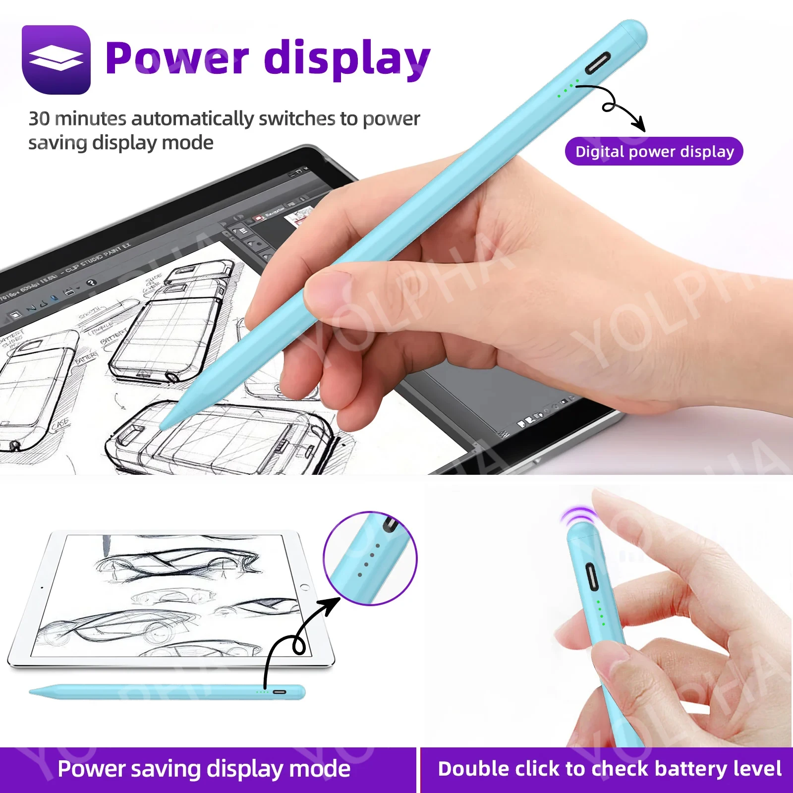 Caneta Stylus para Apple Ipad Apple Pencil Acessórios Ipad Pencil Ipad 2023 2023 20232023 2023 9th 10th Air Acessórios Ipad - Imagem 5