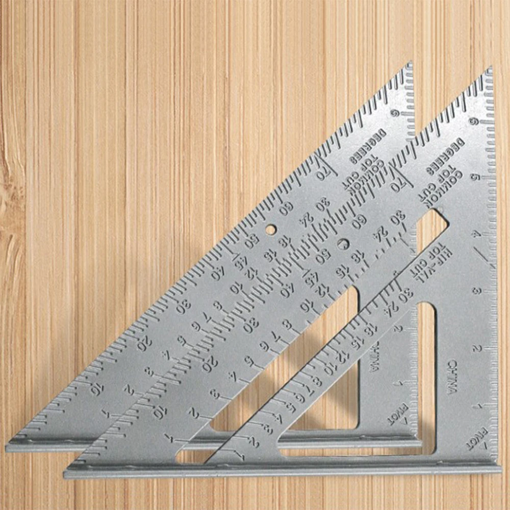 7 Inch Imperial Triangle Ruler 90 Degree Thickened Angle Ruler Aluminum Woodworking Measuring Straight Angle Ruler Silver 6