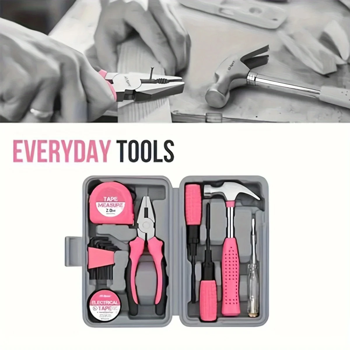 13-in-1 Multifunctional Pink Home DIY Tool Set