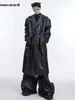Mauroicardi Autumn Long Oversized Waterproof Black Faux Leather Trench Coat Men with Hood Loose Luxury Designer Clothes 2023 1