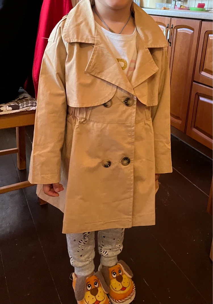 Girl Toddler Spring Autumn Cotton Trench Windbreaker Double Breasted Jacket Outfits