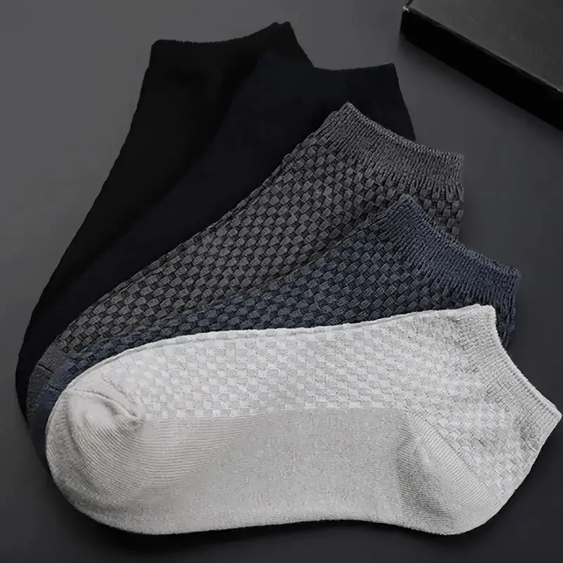 1/5 Pairs Men Bamboo Fiber Business Ankle Socks Spring Summer Lightweight Breathable Odor Proof Sweat Absorbing Leisure Socks