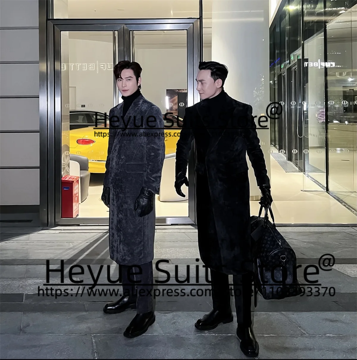 Luxuly Black Corduroy Tailor Made Long High Qublity Men Suits Slim Fit Peak Lapel Business Jacket+Pants traje de hombre elegante