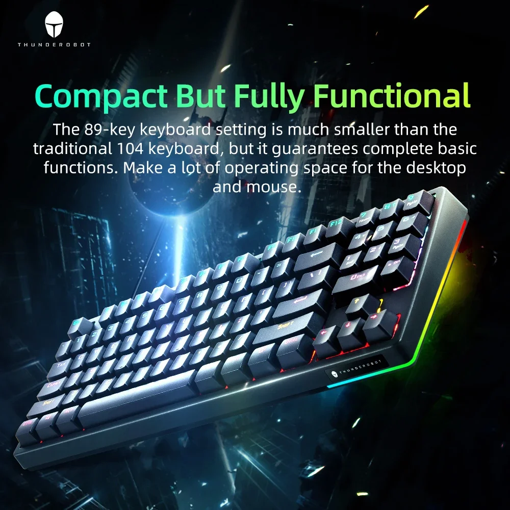 Teclado Mecânico com Fio 89 Teclas Interruptor Vermelho Interruptor Azul Rgb Gaming Teclados para Gamer Thunderobot-kg3089 - Imagem 3