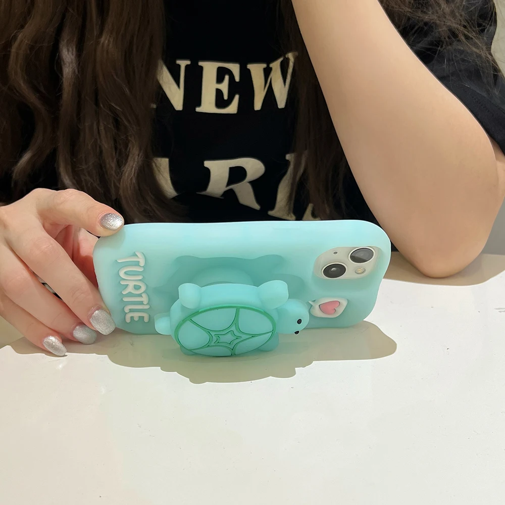 Luminous 3D Turtle Soft Silicone Glow-in-the-Dark Phone Case Holder