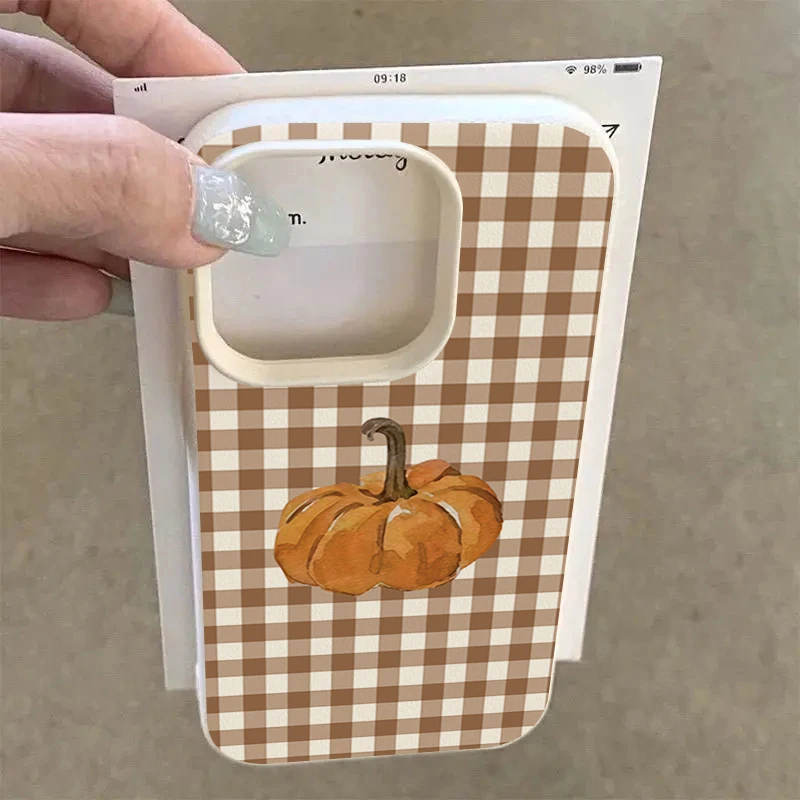 Pumpkin Grid Pattern Silicone Phone Case - Soft Cover