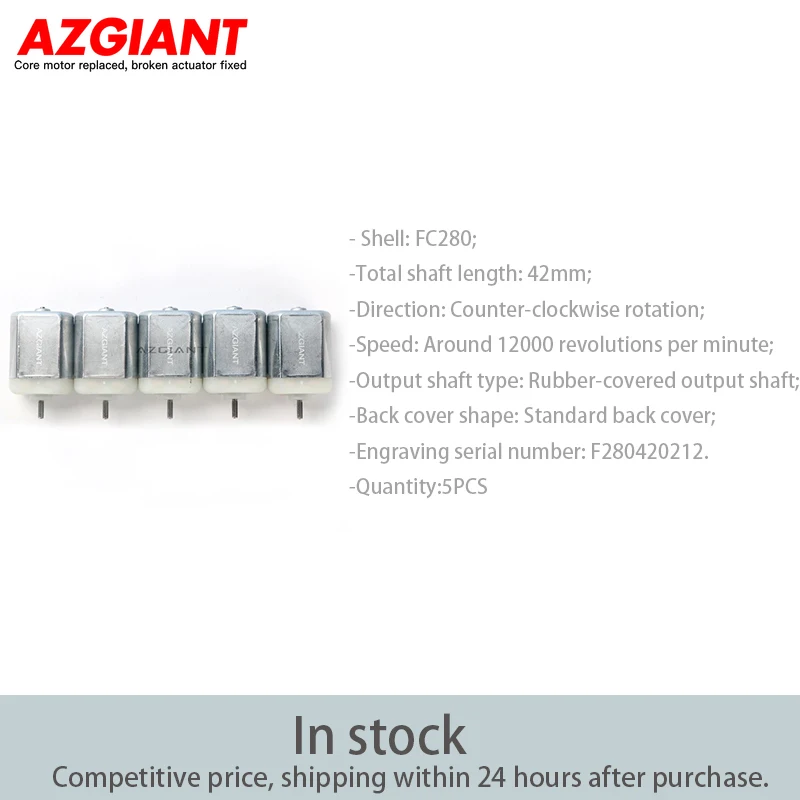 azgiant fc280 motor drive side door lock actuator for hyundai elantra mistra accent i20 i30 sonata sonata9 tucson AZGIANT 5PCS High Speed FC280 Counter-clockwise Rotation Motor 42mm Shaft Length 12000 RPM DIY Electric Motors