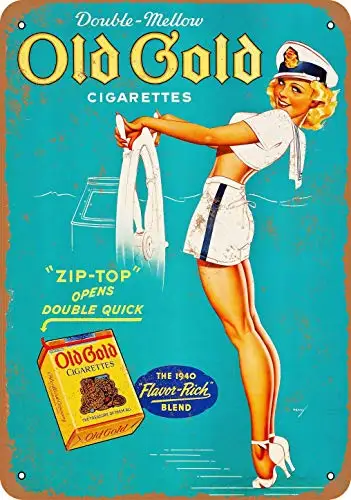 

20x30 cm Old Gold Cigarettes Pin-Up Vintage Look Metal Sign Home Decor 8x12 Inch