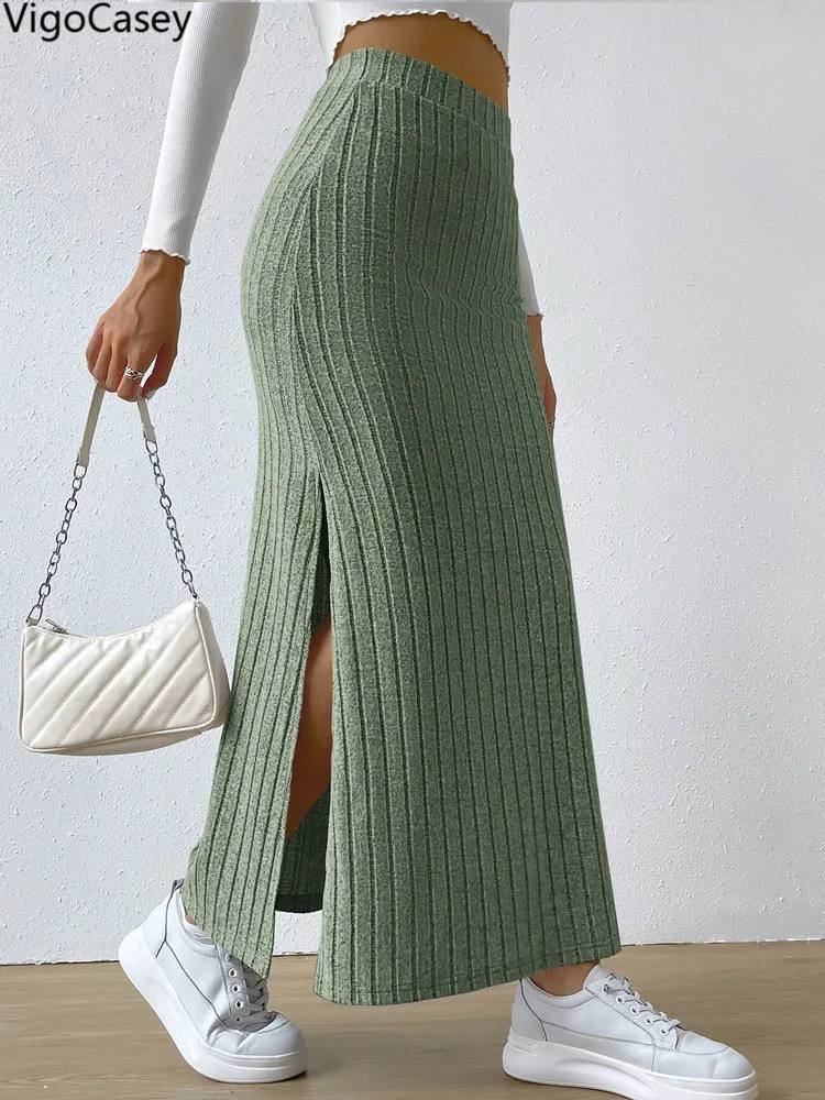 VigoCasey 2025 المرأة مثير سبليت متماسكة تنورة الس...