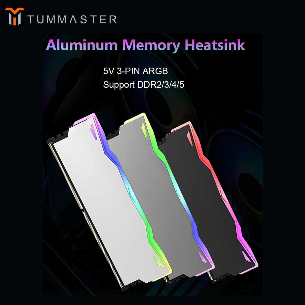 TUMMASTER 5V 3-PIN ARGB PC Memory Heatsink RAM Cooling Vest for Desktop Computer Memory DDR2/3/4/5