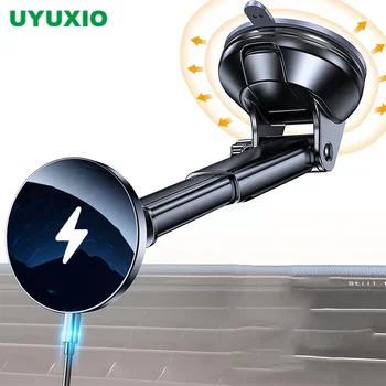 UYUXIO Magnetic Wireless Car Phone Charger Adapter 15W Fast Charging Windshield Dashboard Car Phone Holder for iPhone Samsung 1
