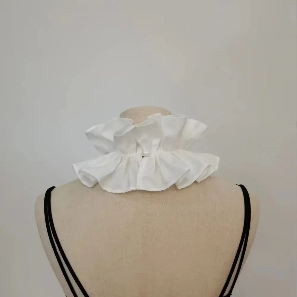 Eleganter, abnehmbarer, künstlicher Kragen, einfarbig, aus Baumwolle, dekorativer Kragen, Schwarz, Weiß, gerüschter Hals, Spitze, Fliege, vier Jahreszeiten – Detail 6