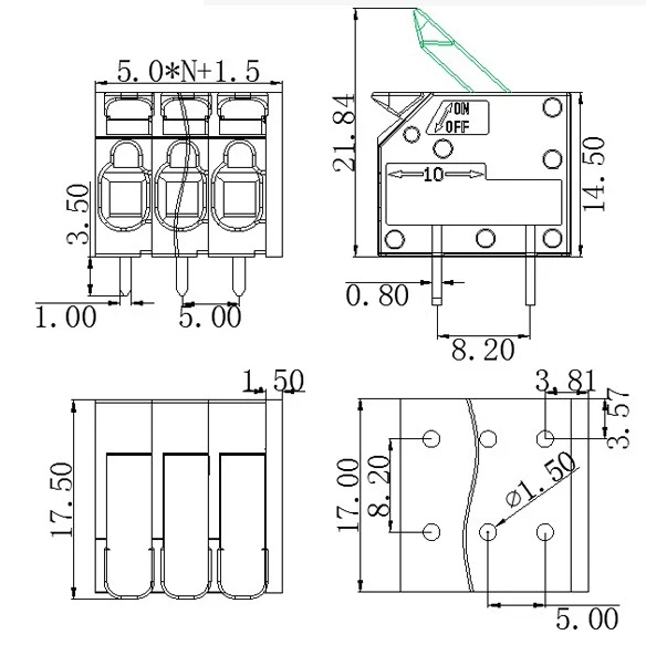 Wire Connectors 25Pcs/50PCS PCB terminal block DA806R 2604 2.5mm&sup2; spacing 5.0 mm pitch gray 2604-1102 3 4 5 6