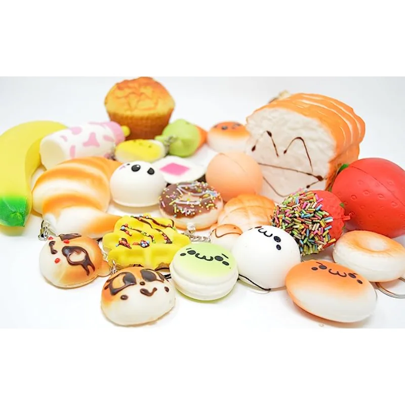 10pcs Random Squishes Toy Mini Soft Bread Toys Keychain Cute Banana Cake Toast Squishy Toy Kawaii Kitchen Toys Pretend Play Food - Bilde 6