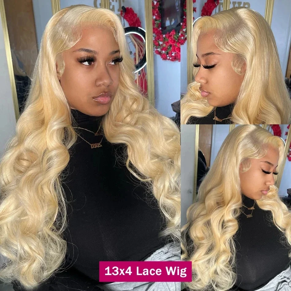 613 Human Hair Wig 13X6 Body Wave Blonde Hd Lace Frontal Wig Preplucked 13X4 Transparent Lace Front Wigs For Women 30 38 Inch 4