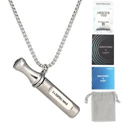 Stainless Steel Mindfulness Breathing Necklace for Anxiety and Stress Relief (Silver)