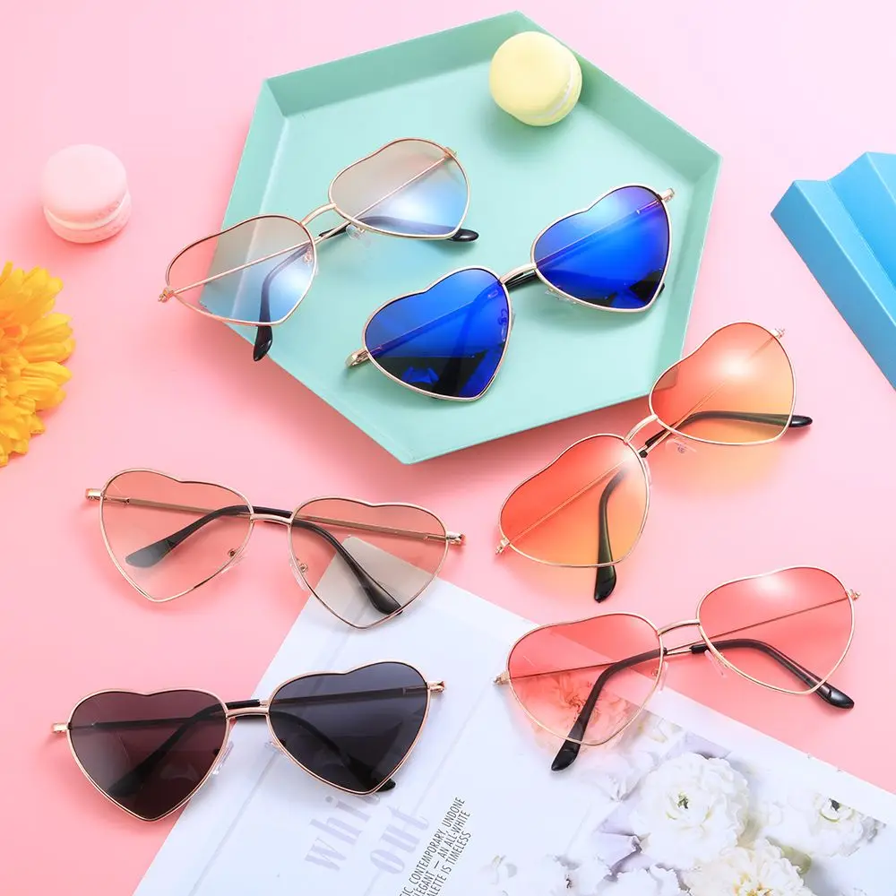

Fancy Dress Ocean Lenses Outdoor Goggles UV 400 Heart Shaped Sunglasses Sun Glasses Metal Frame Gradient