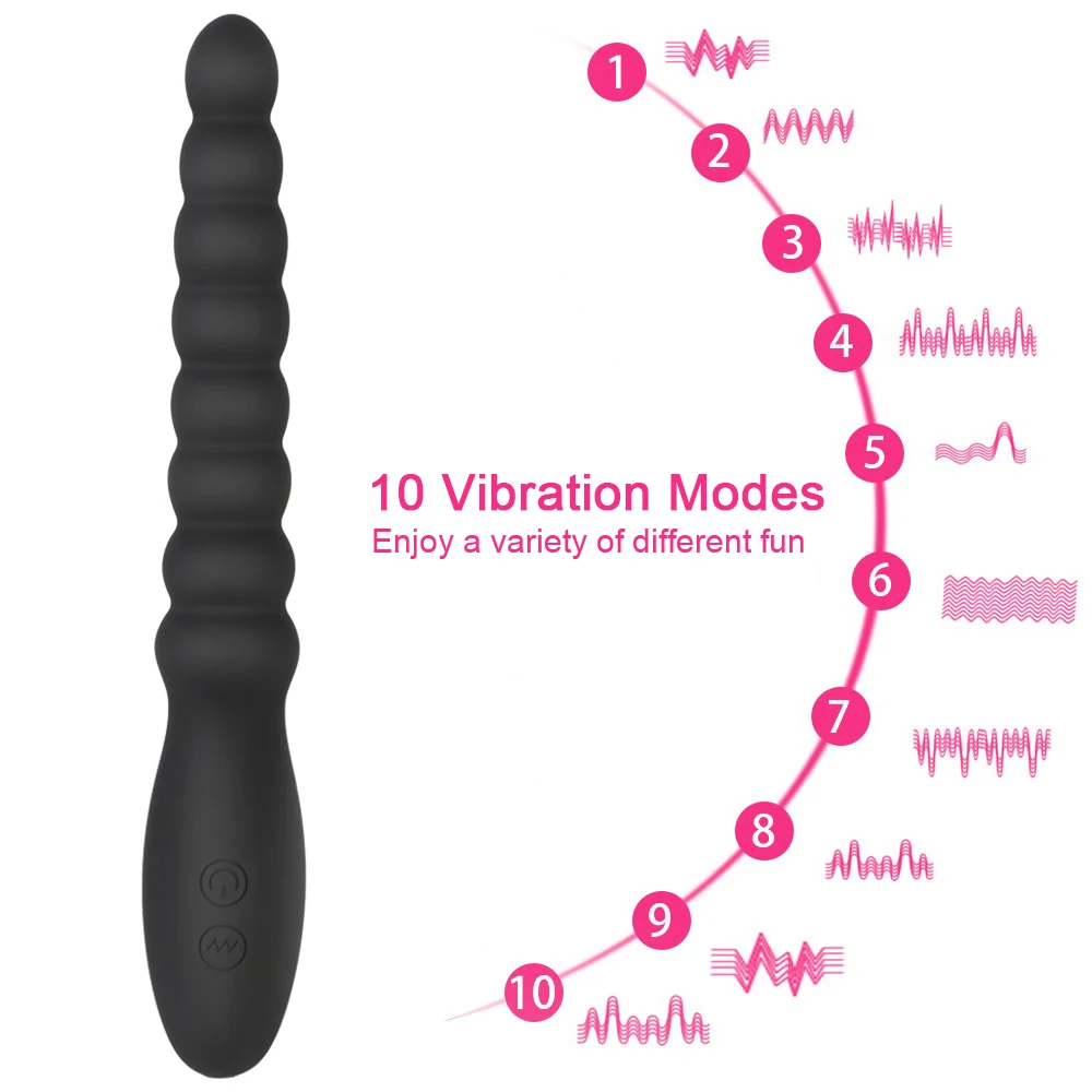 10 Speed Anal Vibrator Anal Beads Prostate Massage Dual Motor Butt Plug Stimulator USB Charge Vibrators