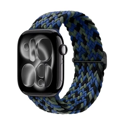 Braided Adjustable Elastic Nylon Watch Band with Strap - 42 44 45 49 S11 - 46mm (Black blue green)