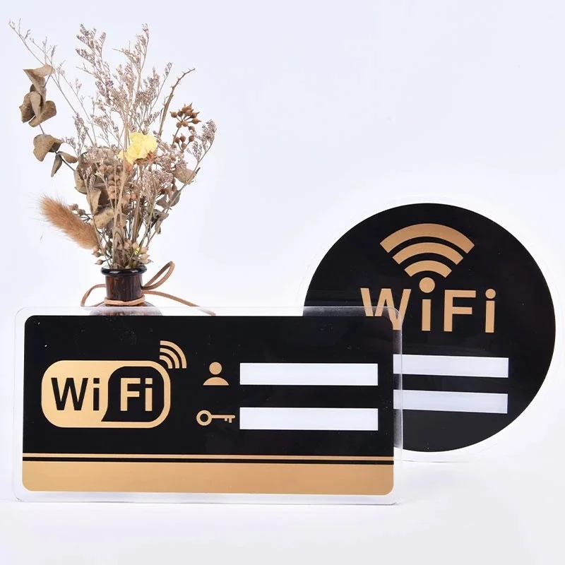3 Sizes WIFI Sign Acrylic Mirror 3D Wall Stickers Rewritable Handwriting Account And Password For Public Shope WIFI Signage