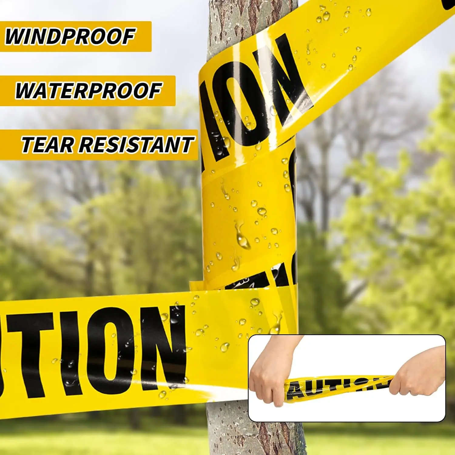 Sunroda Yellow Caution Tape - 3 Inch X 328 Feet Reflective Warning Tape, Waterproof & Tear Resistant For Hazard Areas, Construction, Crime Scenes