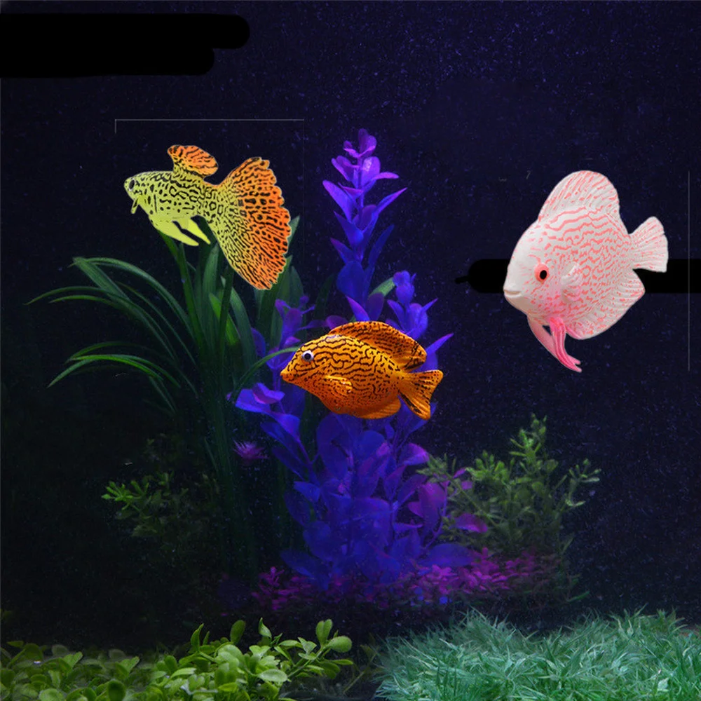 Fish Tank Ornaments 1pc Silicone Artificial Night Luminous Hippocampus Fish Tank Decoration