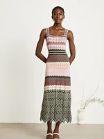 Luxury Brand Design Knitted Zigzag High Elasticity Color Sleeveless Long Maxi Dress Women Arab Africa Popular Boho Lady Skirt - Image 5