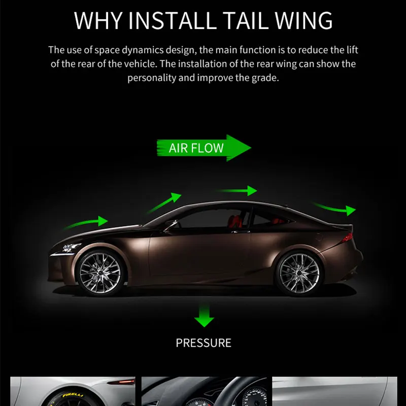 3 Stück Universal Auto Spoiler abs Kofferraum Heck Heckflügel Spoiler 115-125cm einstellbar für die meisten Autos – Detail 4
