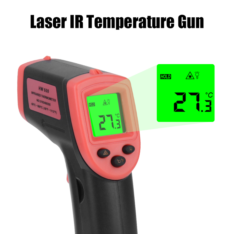 Laser IR Temperature Gun -50~600℃ LCD Display Digital Infrared Thermometer Meter Thermal Imager Non-Contact