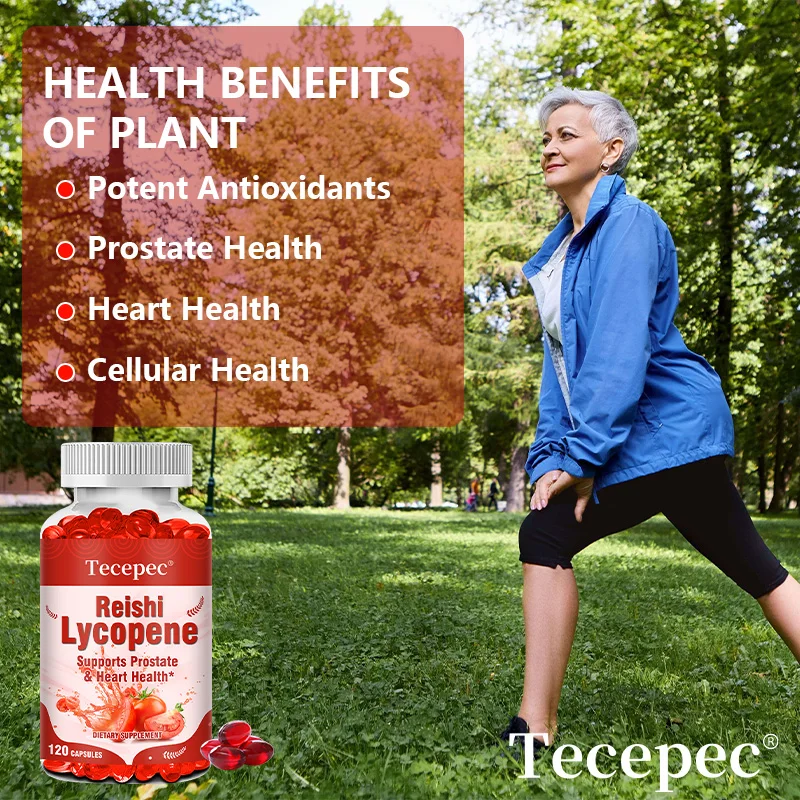 Lingzhi Lycopene Dietary Supplement-Powerful Antioxidant Anti-Aging Supports Prostate and Heart Health 30/60/120 Capsules lycopene capsules