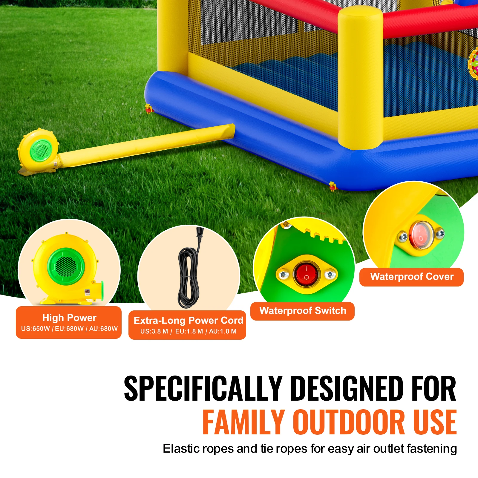 VEVOR Inflatable Bounce House Outdoor High Quality Playhouse Trampoline Jumping Bouncer with Blower Slide and Storage Bag Castle 5