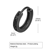 Boucles d'oreilles créoles pour hommes, nouveaux Huggies gothiques noirs à Texture Infinity S, petits cerceaux minimalistes en acier inoxydable, cadeaux pour lui, bijoux 4