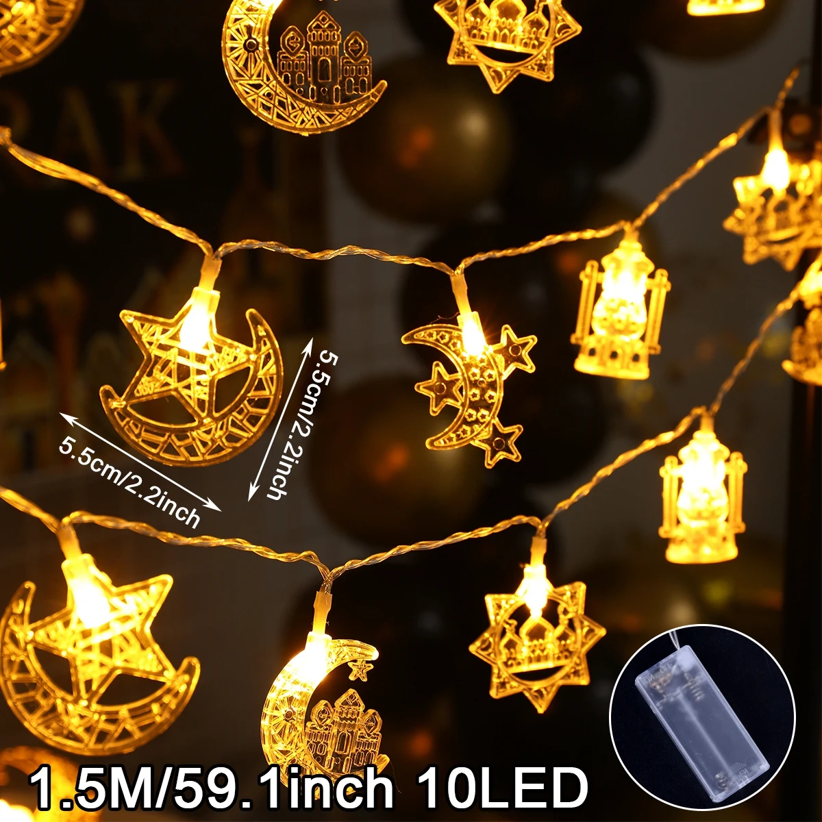 Luci Decorative Ramadan 20 LED A Batteria – Filo Di Rame Per Decorazioni Esterne E Interne - 2