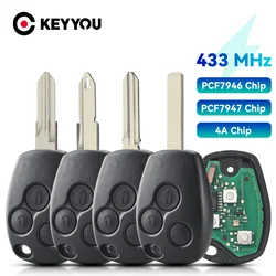 KEYYOU With Battery For Renault Trafic Vivaro Primastar Movano Dacia 3 Buttons  Remote Car Key PCF7946 7947 7952E Chip 434MHz