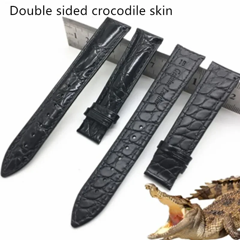 

Two-sided Crocodile Leather Watchband 14 16 18 19 20 21 22mm Genuine Leather Alligator Watch Strap Band With Butterfly Buckle