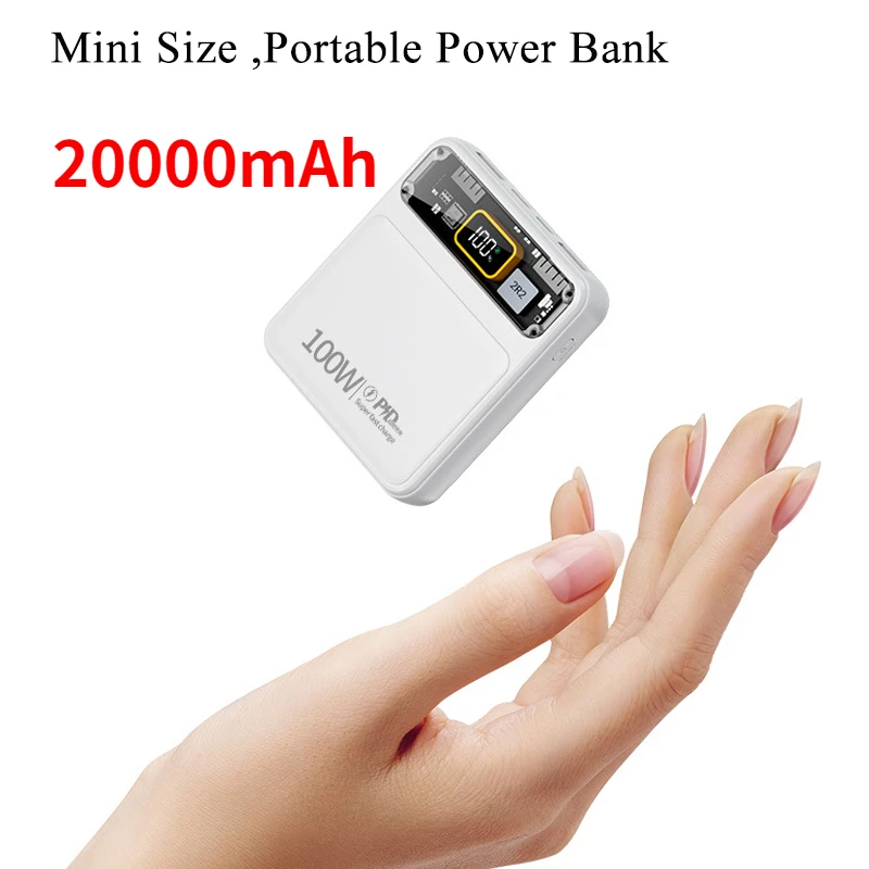2024 Nuovo Portatile 20000Mah Power Bank 100W Ricarica Rapida Batteria Esterna Power Bank Adatto Per Iphone, Xiaomi Samsung Huawei