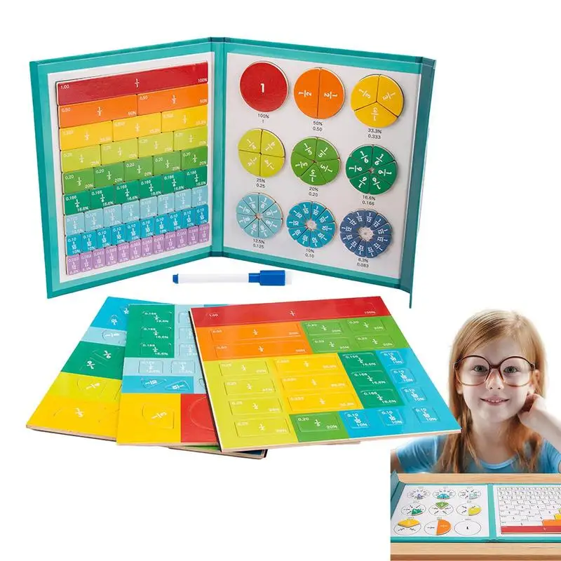 

Fraction Book Set Educational Math Math Manipulative Magnetic Montessori Paste Sticker Book Tiles Circles For Elementary Kids