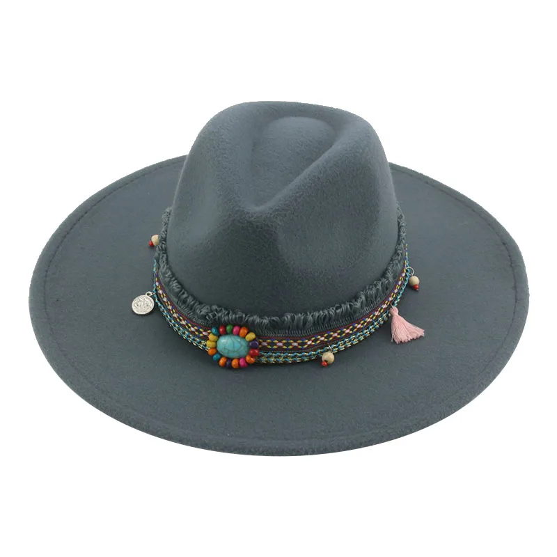 goorin bros fedora Fedora Hat Hats for Women Big Brim 9.5cm Band Western Cowboy Panama Solid Belt Luxury Men Hat Fedoras Felted Chapeau Femme шапка felt fedora hat Fedoras