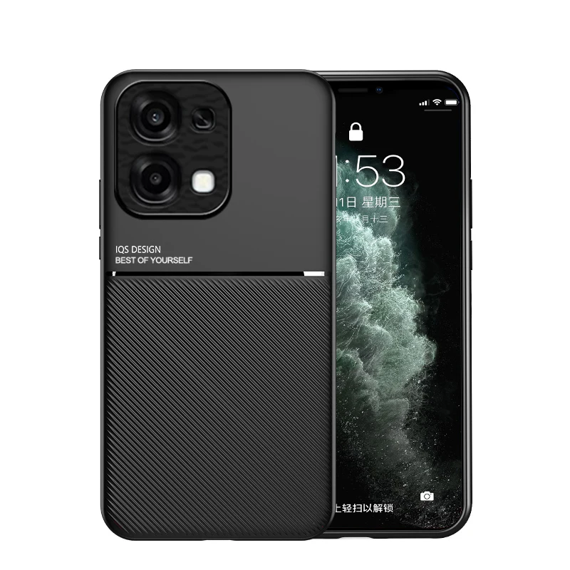 Ultra-thin Magnetic Texture Leather Phone Case - Stylish Back Cover