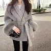 High End Double-sided Wool Strapping Real Wool Fur Coat Women's Removable Cuffs Fox Fur Temperament Cashmere Short Jacket 1