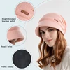Winter Knitted Women Hat Plus Velvet Fleece Lined Beanie Thick Warm Baggy Cap With Visors Casual Lady Wide Brim Baseball Cap 2