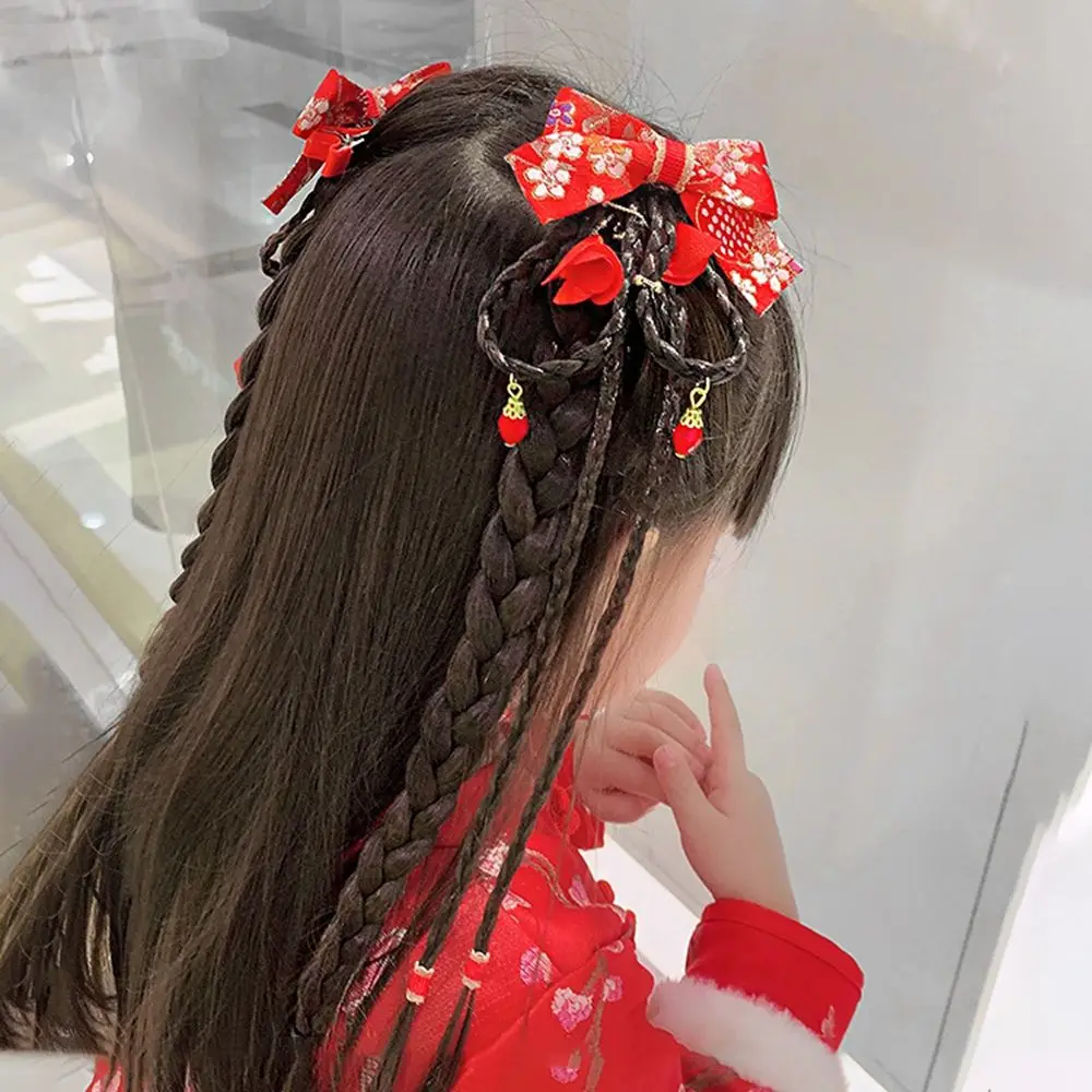 Chinese Style Hair Clip Girl Hair Accessories Pearl New Year Headdress Child Hair Accessories Baby Wig Hairpin Bow Hair Clip