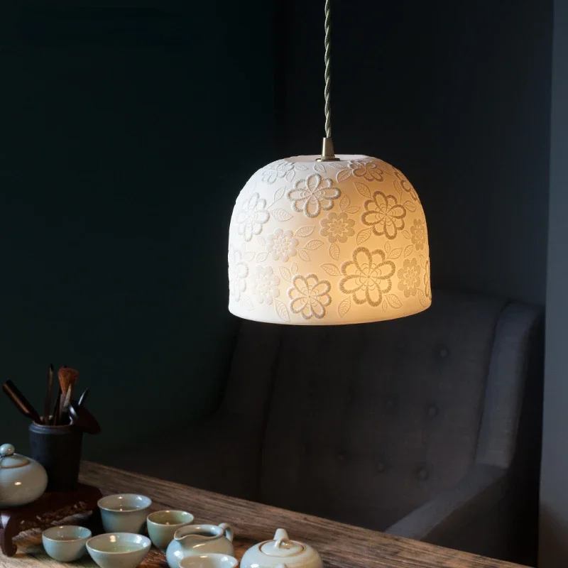 

Minimalist Japanese Style Ceramic Pendant Lamp for Kitchen Bedroom Living Room Korean Hanglight Home Decor Appliance Chandeliers