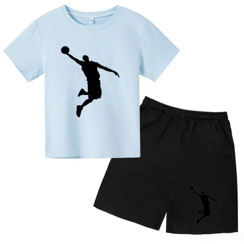 cute Clothing Sets 2022 Summer Basketball Team Print Children's T-Shirt Suit Short Sleeve Shorts 2 Piece Kids Sportswear Boys Girls Cotton Casual dress up time princess clothing sets