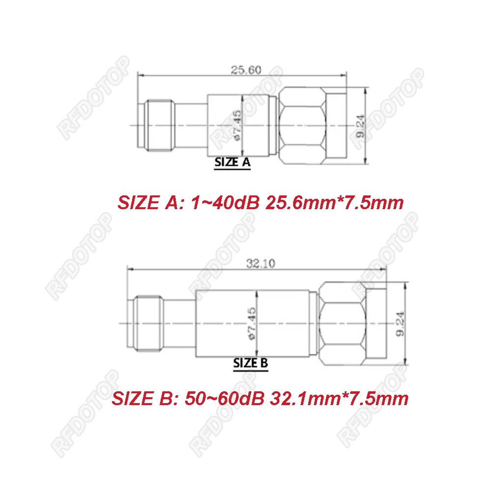 SMA macho para atenuador RF fêmea SMA,